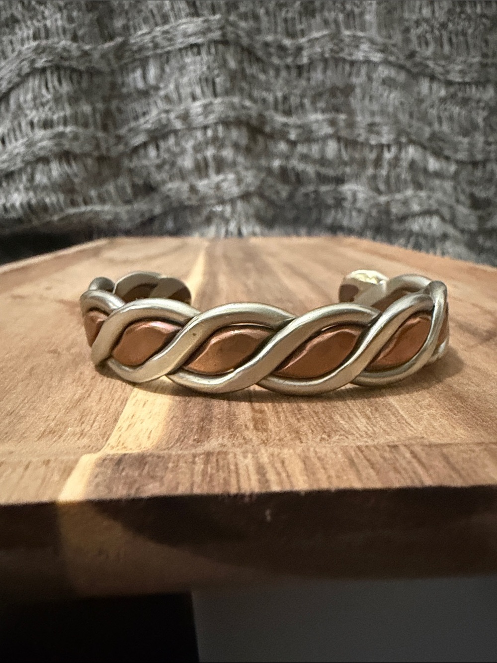 Two-Tone Twisted Cuff Bracelet - Silver & Copper